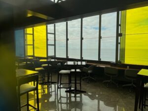 Lounge looks out over Copacabana Beach