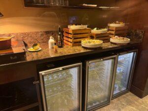 Salads and beer/soda fridges