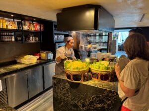 Chef Station. Tonight was a Thai soup bowl with a choice of noodles, shrimp dumplings and or duck and vegetables. You design your own.